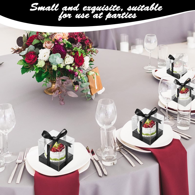Anglecai 12 Pack Clear Plastic Cupcake Boxes, 3.5 Inch Black