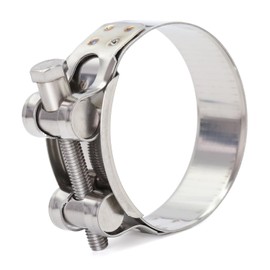 FamlTol 4 Pcs T-Bolt Hose Clamps, 52-55mm Clamping Range, Stainless Steel Exhaust Clamp, Sturdy T Pipe Adjustable Clips for Water Pipe, Gas Pipe, Automotive Tube