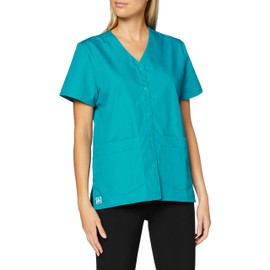 Adar Uniforms Women's Universal Snap Front Scrub Top - 604 - Teal Blue - 4X