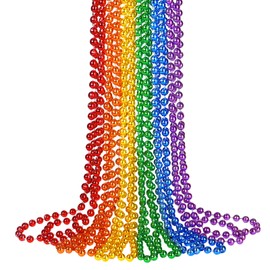 SHAOQINLIN 12 PCS Pride Beads Necklaces, Pride Necklace Accessories, Rainbow Beads Necklaces Bulk, Gay Lesbian Pride Month Parade Throws Pride Party Favors in 6 Colors