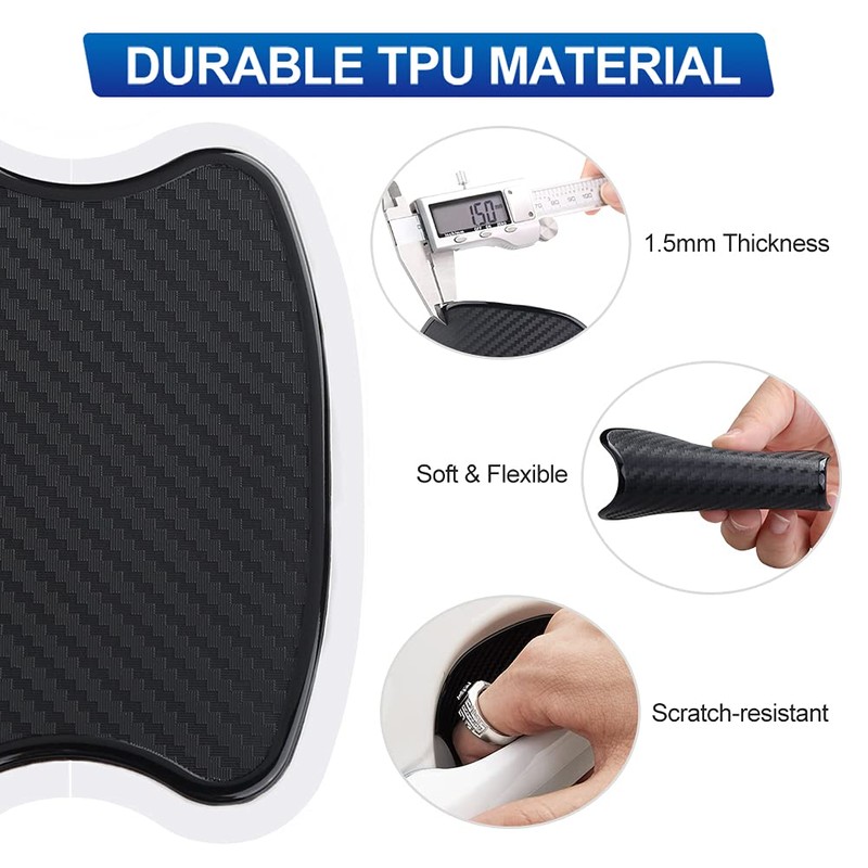 JDMON Car Door Handle Cup Scratch Protector, 4Pcs TPU Carbon