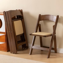 GTNSAFP Wooden Folding Chair with Soft Cushion, Simple and Stylish, Comfortable and Durable, Suitable for Weddings, banquets and Events, no Assembly Required, Classic-Fruitwood, Set of 4