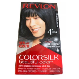 Revlon Permanent Hair Color Dye Colorsilk 4.4 oz 12 Natural Blue Black 3 Pack