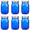 Amzcku 16 oz Blue Mason Jars with Lids，Regular Mouth Canning