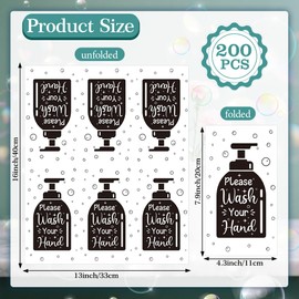 200 PCS Wash Your Hands Paper Napkins, Disposable Hand Towels for Bathroom, Bathroom Etiquette Napkins Guest Disposable, Paper Towels Napkin for Powder Room Wedding Anniversary Baby Shower, Black