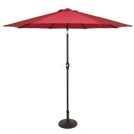 Deezon 9FT Central Umbrella Waterproof Folding Sunshade Wine Red