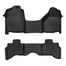 MAXLINER Floor Mats 2 Row Liner Set Black for 2012-2018 RAM 1500 Quad Cab with 1st Row Bench Seat and Front Dual Floor Hooks