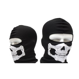 D-drempating pa131 Skull Face Mask, Skull Neck Type or Full Type, Military Survival Game, Airsoft Game, Ultra-Thin, Microfiber, Tactical Ghost, Army, Camouflage (Black, Full Type)