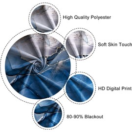 Blue Marble Pattern Blackout Curtains for Bedroom, Ocean Stone Texture Window Pannels and Drapes for Childen's Room, Light Blocking Curtains for Living Room,2 Panels,Each W42 xL63