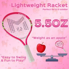 INSUM 17 inch Kids Tennis Racket for Aged 2~3 Starter, Multi-Color & Size Toddlers Tennis Racket for Baby Boys & Girls Beginner, Come with Shoulder Cover Bag for Carry(Pink)