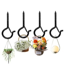 Pack of 6 Screw Hooks for Screwing Hook Screws Ceiling Hooks Heavy Duty with Safety Buckle Used for Plant Baskets Bird House Wind Chimes Fairy Lights