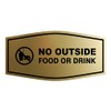 Fancy No Outside Food or Drink Sign (Brushed Gold) -