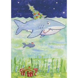 Sellers Publishing RSVP Shark with Decorated Tree on Top Fin Funny/Humorous Christmas Card