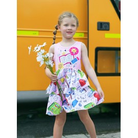 LQSZ Girls Dresses Tutu Summer Back to School Sleeveless Kids First Day of School Dress for Toddler Girl Size 9 10