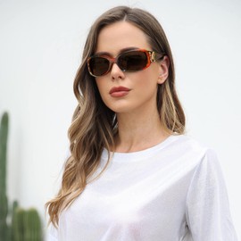 LVIOE Women's Sunglasses Large Polarised Black 80s Classic Vintage Sunglasses for Women with UV Protection, A07 Butterfly Brown