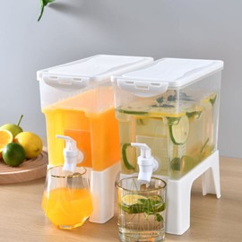 3.5L Beverage Dispenser With Spigot,Drink Dispenser Jug, Cold Drink Container with Lid Refrigerator Drink Container for Home Kitchen Party Drink Juice Lemonade Cold Brew (2pc)