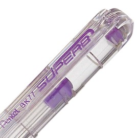 Pentel 0.7 mm Oil Based Ink Slim Barrel Superb Ballpoint Pen - Violet (Pack of 12 Pens)