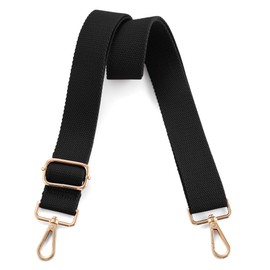 Hamdecro Wide Purse Strap Replacement Crossbody Shoulder Bag, Universal Adjustable Straps for Bags, Gold Buckle - Black