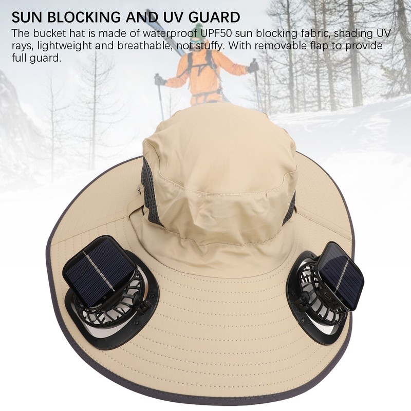 Detachable Sun Fan Hat 3 Speeds Adjustable UPF50 Breathable Wide