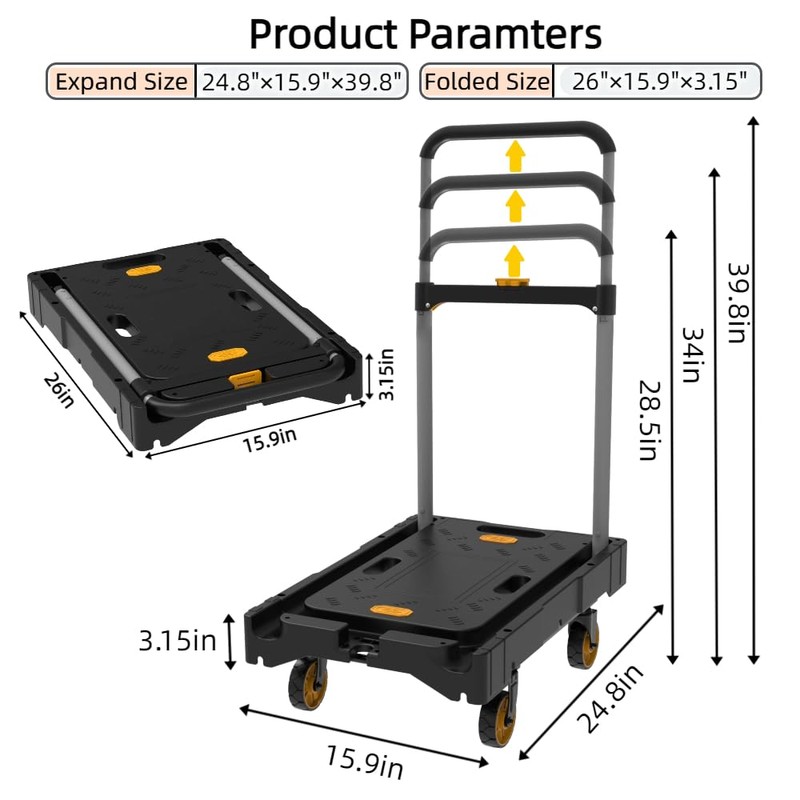 Platform Truck Folding Hand Truck 330 LB Heavy Duty Utility