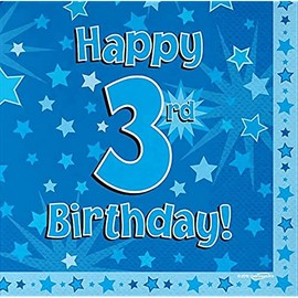 Oaktree Happy 3rd Birthday Blue 33cm x 33cm 3-ply Napkins 16pcs