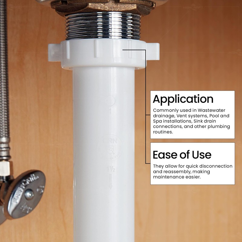 Highcraft Q22612 Slip Nut for Tubular Drain 1-1/2'' Inch White