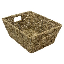 JVL Seagrass rectangular storage basket 37 x 28 x15cm home office caravan