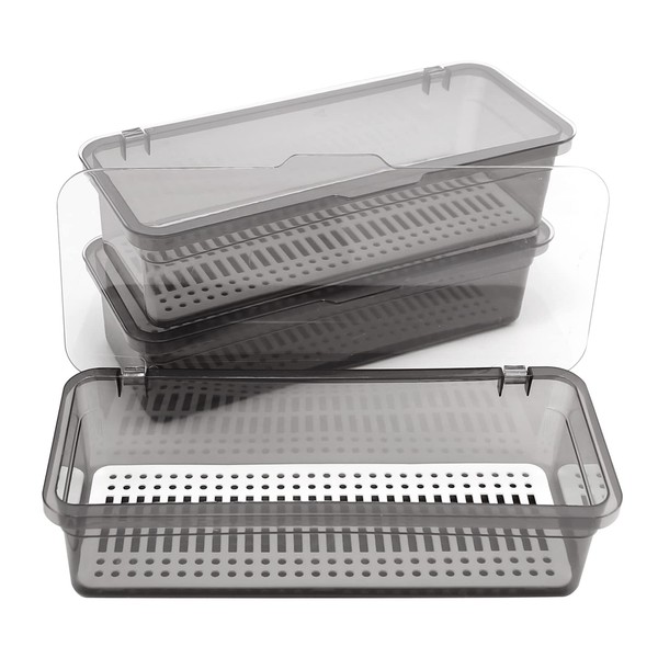 DUZFOREI Flatware Plastic Tray with Lid Kitchen Cutlery and Utensil