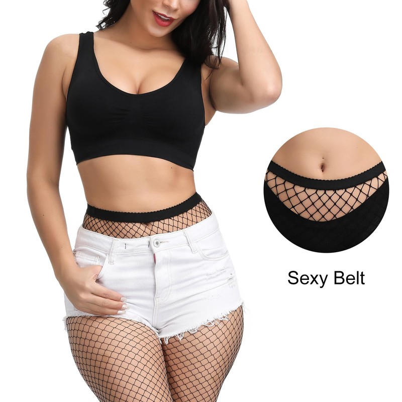 CHRORINE 2 Pack Fishnet Stockings Women High Waist Tights 2