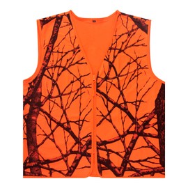 Avizon Men's Hunting Vest Orange Camouflage Hunting Vest Zipper Closer Lightweight, orange, L