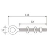 AII ST Long Eye Bolt, Connecting Bracket, Silver, M8x80mm, Architecture,