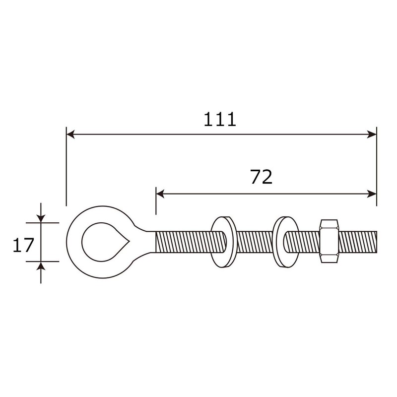 AII ST Long Eye Bolt, Connecting Bracket, Silver, M8x80mm, Architecture,