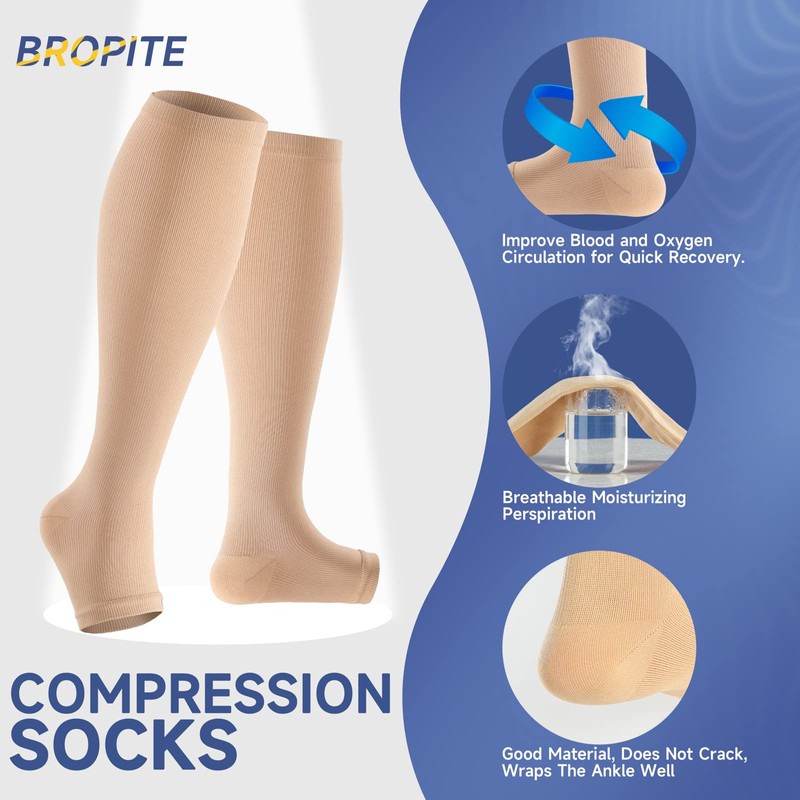 bropite Open Toe Compression Socks for Men & Women -