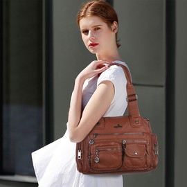 Angel Kiss Large Purses for Women Multi Pocket Hobo Handbag Ladies Tote Satchel Bag Soft Leather Shoulder Bag