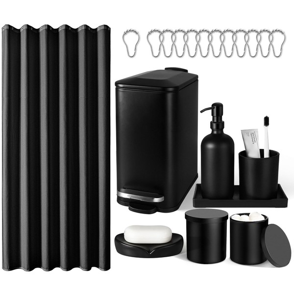 KASUNTING Bathroom Set, 20 Pcs Bathroom Shower Curtain Sets with
