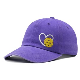 MINYJHZ Pickleball Hat, Funny Pickleball Gifts, Adjustable Embroidered Heart Pickleball Baseball Cap for Women Men Purple