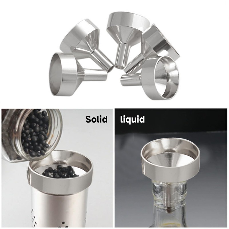 5 Gold-Colored Partition Funnels, Multi-Functional Mini Metal Funnels, Strong And