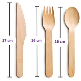 AAKSH555 |Pack of 60 Strong Disposable Wooden Cutlery Set | 20 Spoons, 20 Forks, 20 Knives |100% Birch Wood, Sturdy & Eco-Friendly| Ideal for Christmas, Birthday, BBQ, Picnic, Easter, New Year Parties