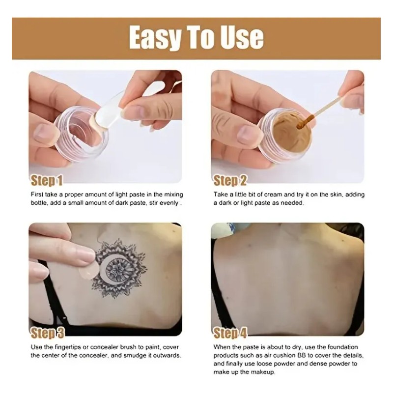 Profesional Maquillaje Cubre Tatuajes Cicatrices Acné Tatoos Bicolor