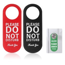 HENGBIRD Pack of 2 Please Do Not Disturb and Come Rein Sign, Door Sign Please Do Not Disturb Do Not Disturb Do Not Disturb Sign Office, Do Not Disturb Door Sign Made of Leather for Room