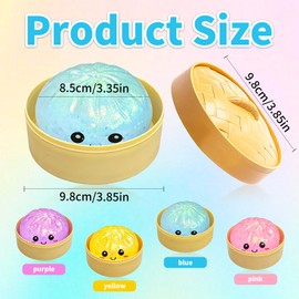 4Pcs Colorful Dumpling Stress Balls Fidget Toys Adults, Squeeze Toys, Squeeze Dough Ball Hand Toys, Bun with Food Steamer Stretchy, Ideal for Desktop Toy, Christmas, Stocking Stuffers, Party Favors