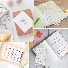 Pack of 12 Letter Stencils, Reusable Number Stencils, Vintage Alphabet Number Stencils, Plastic Letter Stencil for DIY Scrapbook Painting Wood Wall Paper (17.8 x 10.2 cm)