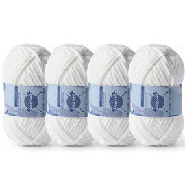 Chunky Chenille Yarn for Crocheting，Baby Yarn for Crocheting Soft Blankets，Bulky Yarns for Crochet Amigurumi，4×100g (4×74.3yds) Fluffy Velvet Yarns for Hand Knitting (4 White)