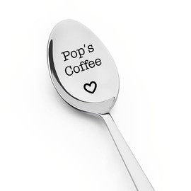 Pop Gifts for Grandpa Birthday Gifts from Granddaughter Grandson to Papa Fathers Day Xmas Gifts for Grandad Gifts from Grandkids Pop's Coffee Spoon for Coffee Lovers