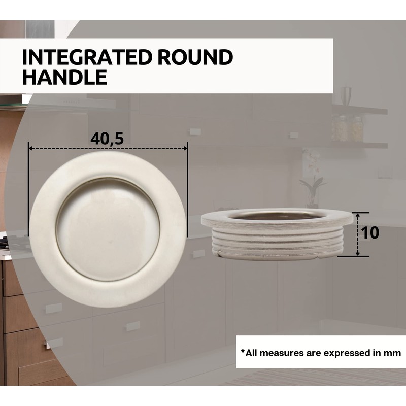 DOJA Barcelona Inlet Handle, Gold, Round, Diameter 40.5 x 10