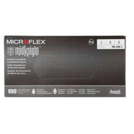 Microflex MK-296 Black Disposable Nitrile Gloves, Latex-Free, Powder-Free Glove for Mechanics, Automotive, Cleaning or Tattoo Applications, Medical/Exam Grade, Size Large, Case of 1000 Units