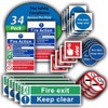 Fire Safety Compliance Sticker Signs - 34 Multi-Pack - Fire