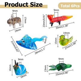Hobbspring 6 Stück Mundgeblasene Glasfiguren Miniatur Tier Glasdekor Buntes Glas Fuchs Krokodil Mantarochen Schnecke Nilpferd Vogel Schaudekorationen Für Zuhause Sammlerstücke Geschenke