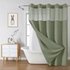 eachope SageGreen No Hook Waffle Weave Shower Curtain with snap-in