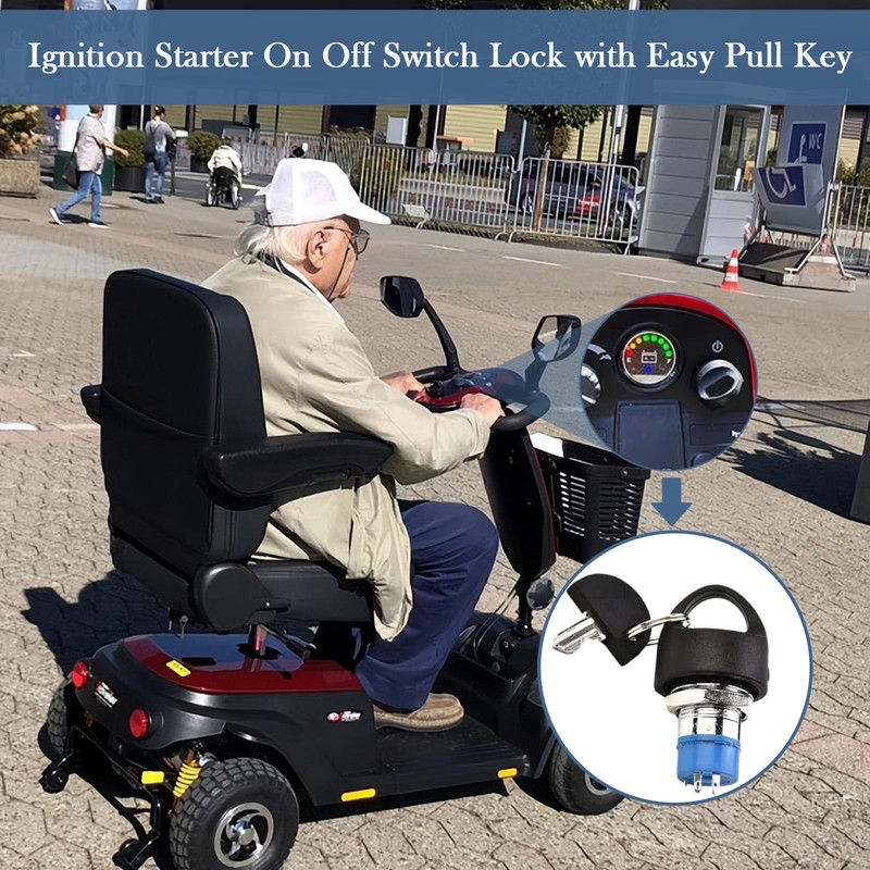 Mobility Scooter Key Switch, Ignition Starter On Off Switch Lock,